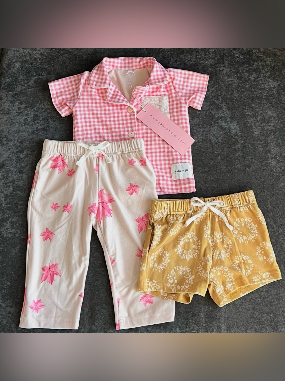 NWT Jane + Jo Girls 3 Piece Lounge Set Size 12 Months